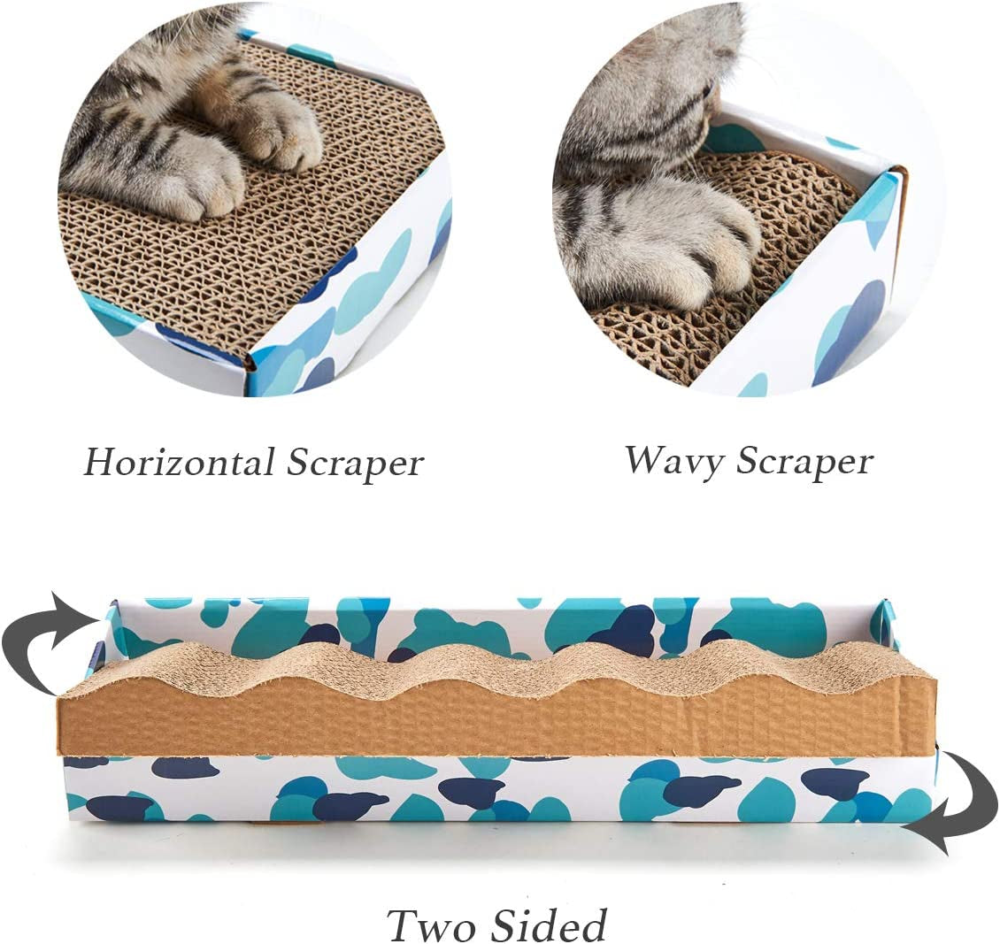 Reversible Cardboard Cat Scratcher Pad with Catnip - Corrugated Scratching Board and Bed