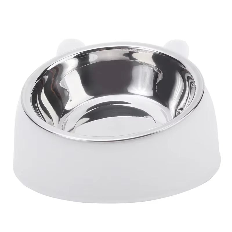 Stainless Steel Inclined Cat and Dog Feeding Bowl - Creative Design for Pets