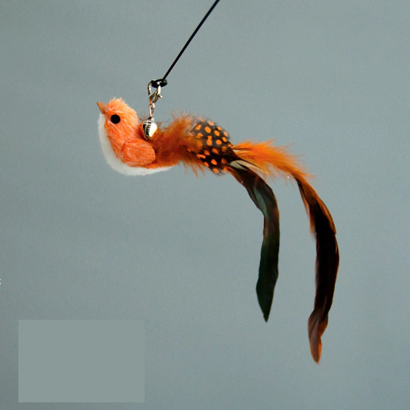 Interactive Cat Wand Toy with Feather and Bell Accessories - Engaging Hunting Teaser for Cats and Kittens