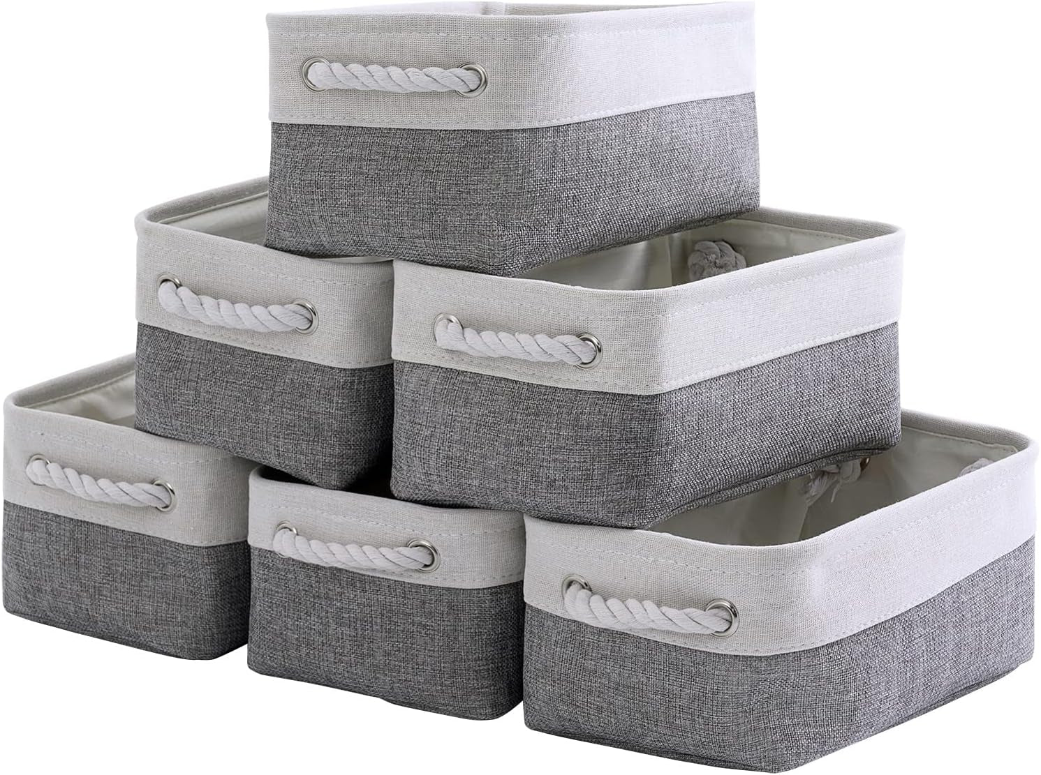 Large Collapsible Storage Bins - 3 Pack 14x10x7 Inch Fabric Organizers for Closet, Shelf, and Toy Storage (Grey & Gold)