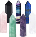 7-Piece Healing Crystal Wand Set | 2-Inch Amethyst, Rose Quartz, Clear Quartz, Black Obsidian, Green Fluorite, Lapis Lazuli, Rainbow Fluorite | Six Faceted Reiki Chakra Meditation Tools