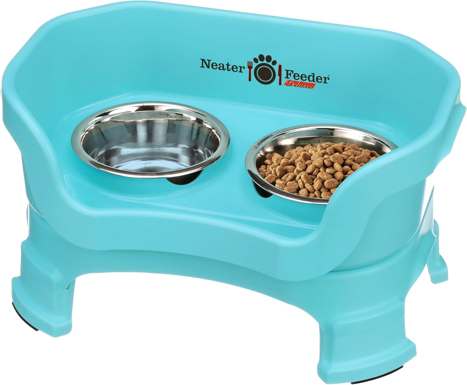 Neater Feeder Deluxe Elevated Cat Bowls with Adjustable Heights (6” & 7.5”), No-Spill Raised Stand, Whisker-Friendly Stainless Steel Dishes, Made in USA, Bronze Finish