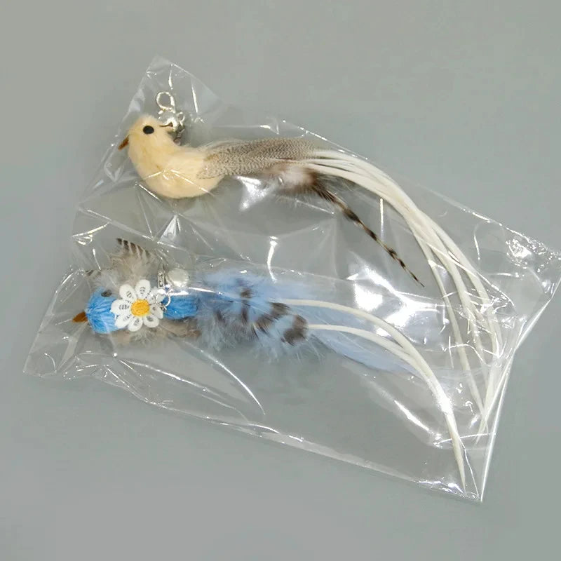 Interactive Cat Wand Toy with Feather and Bell Accessories - Engaging Hunting Teaser for Cats and Kittens