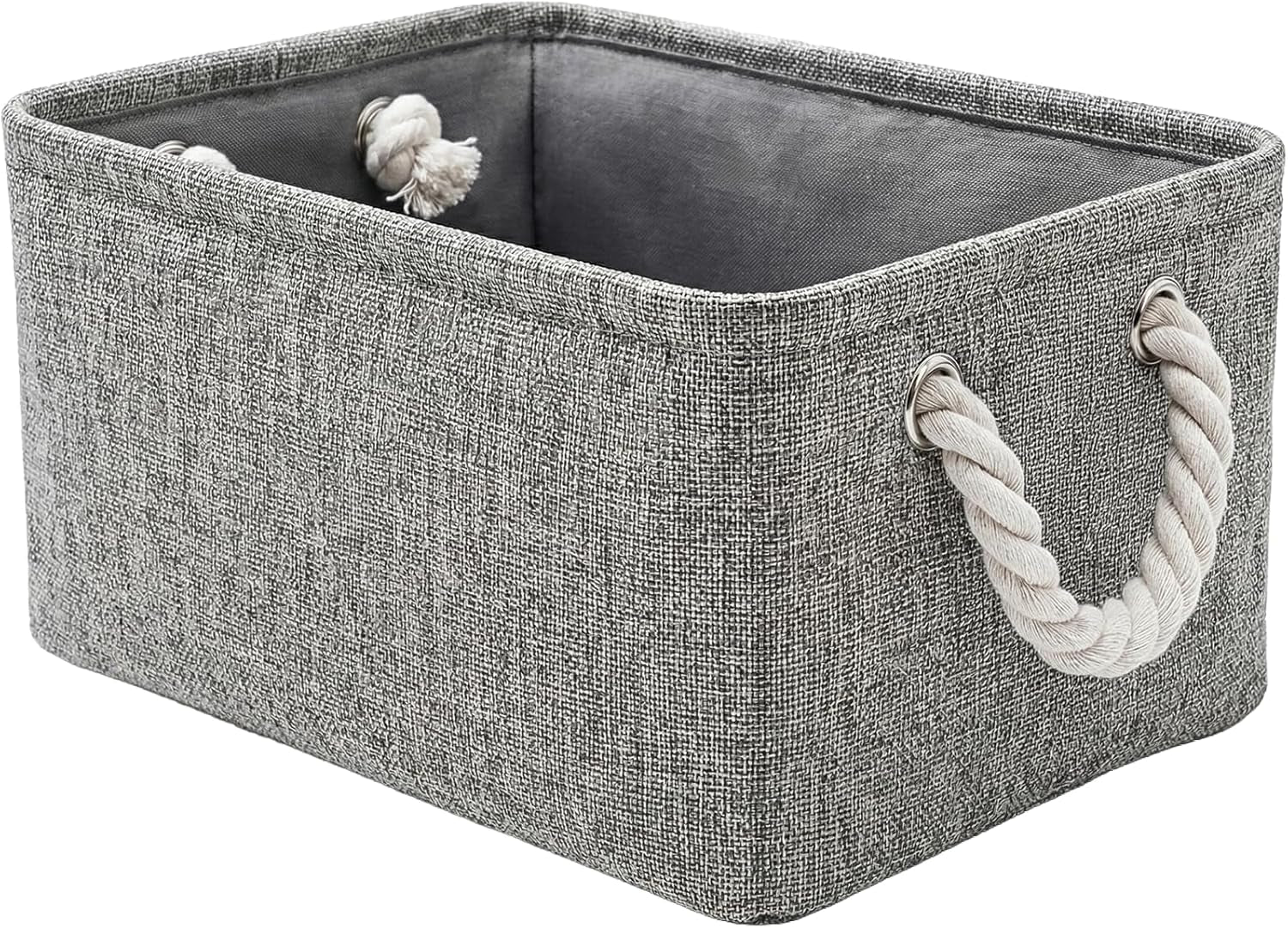 Large Collapsible Storage Bins - 3 Pack 14x10x7 Inch Fabric Organizers for Closet, Shelf, and Toy Storage (Grey & Gold)