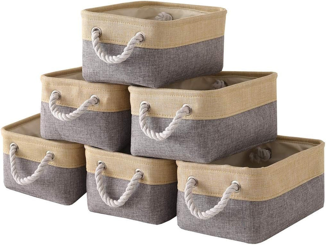 Large Collapsible Storage Bins - 3 Pack 14x10x7 Inch Fabric Organizers for Closet, Shelf, and Toy Storage (Grey & Gold)