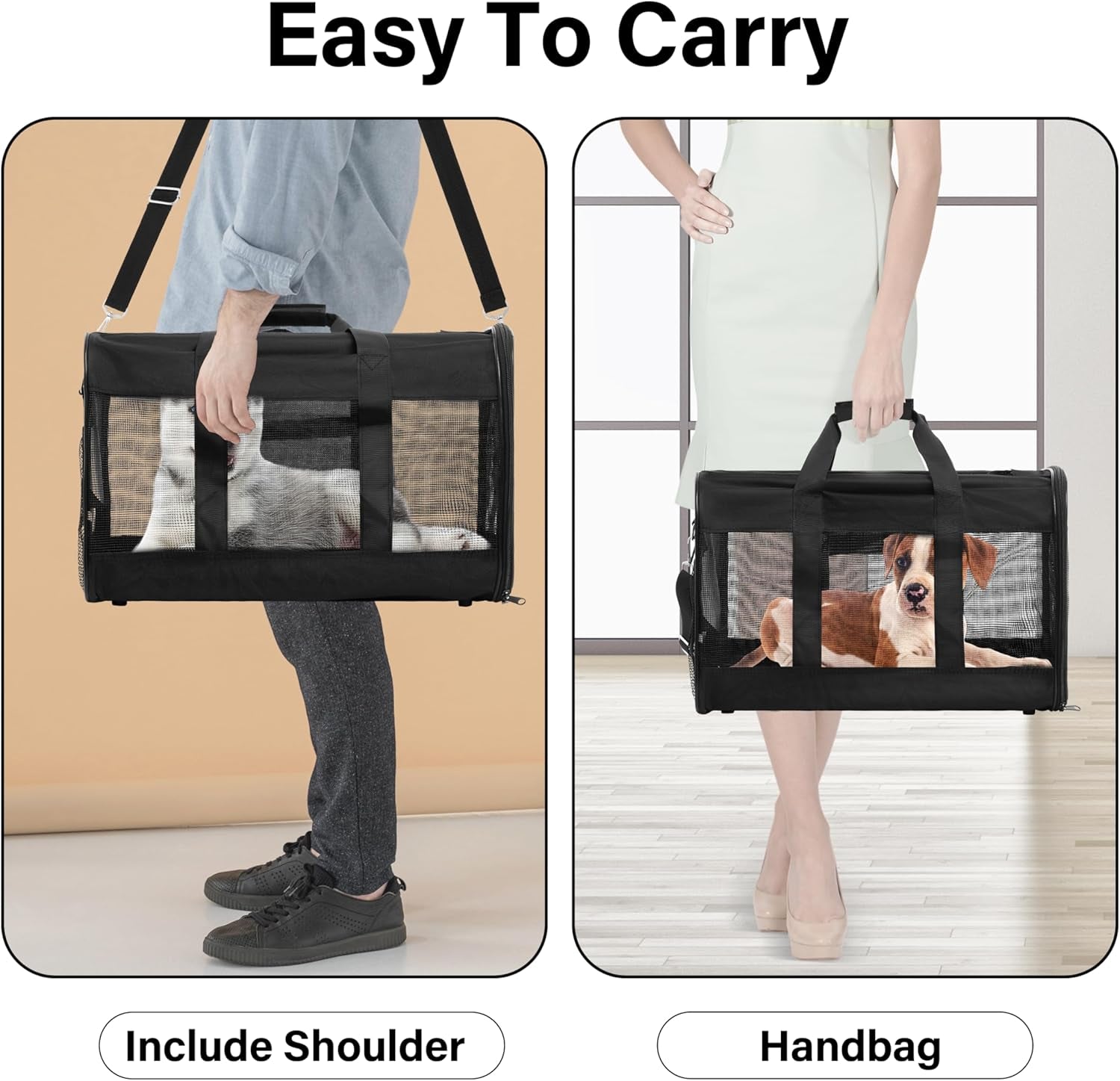 Soft-Sided Portable Pet Travel Carrier for Cats and Small Dogs (Up to 17 lbs) - Collapsible, Durable, Airline Approved (Medium)