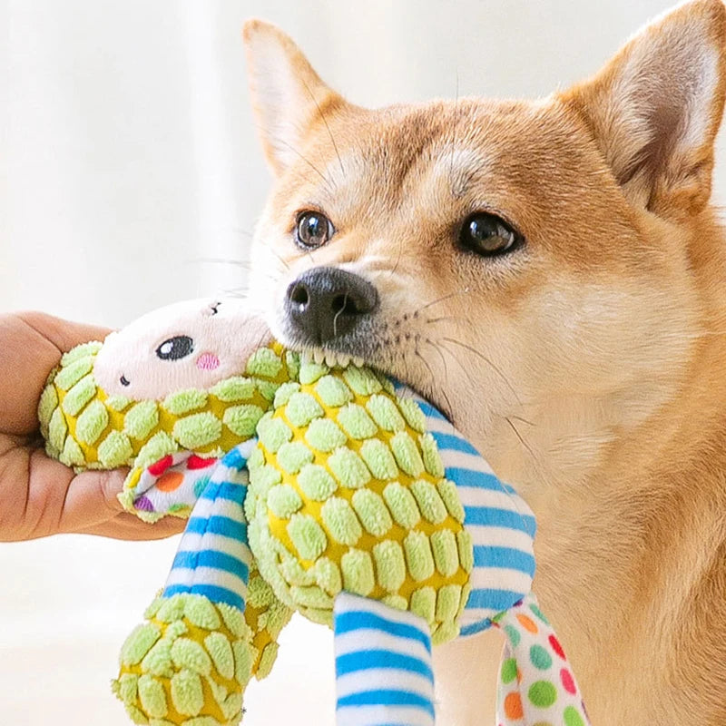 Interactive Plush Pet Puzzle Toy for Dogs and Cats - Durable, Squeaky, and Teeth-Cleaning Chew Toy