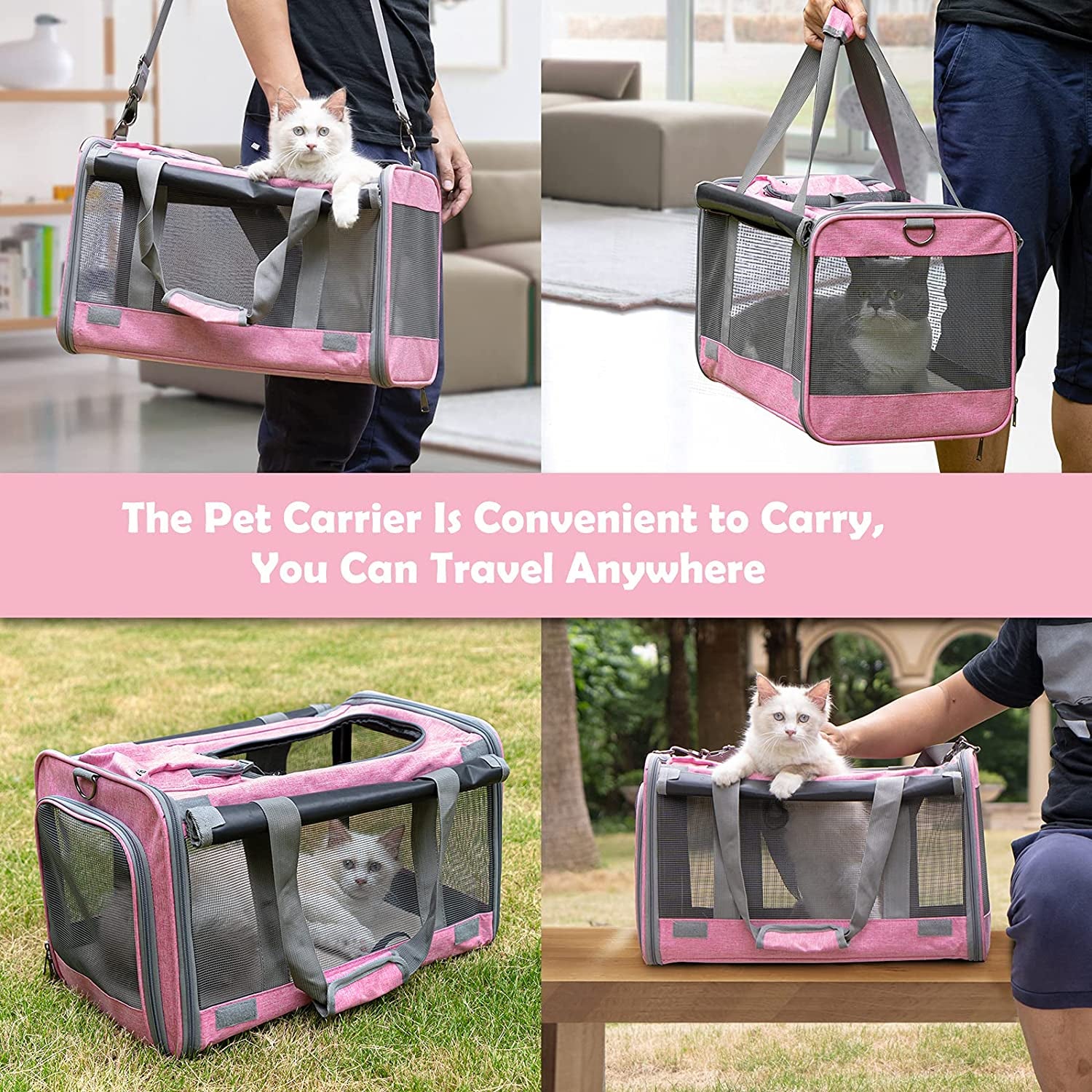 Premium Soft-Sided Pet Carrier for Large and Medium Cats and Puppies, Ideal for Travel with Privacy Protection
