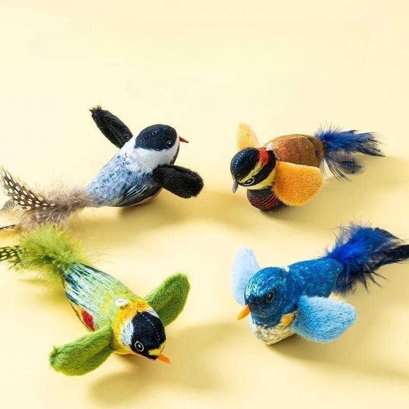 Interactive Indoor Cat Teaser Toy with Sound and Catnip - Wall-Mounted Bird Simulation for Engaging Play