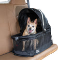 No-Zip 360-Degree Pet Safety Carrier and Car Seat for Small Dogs and Cats, 20-Inch, Black, with Push Button Entry