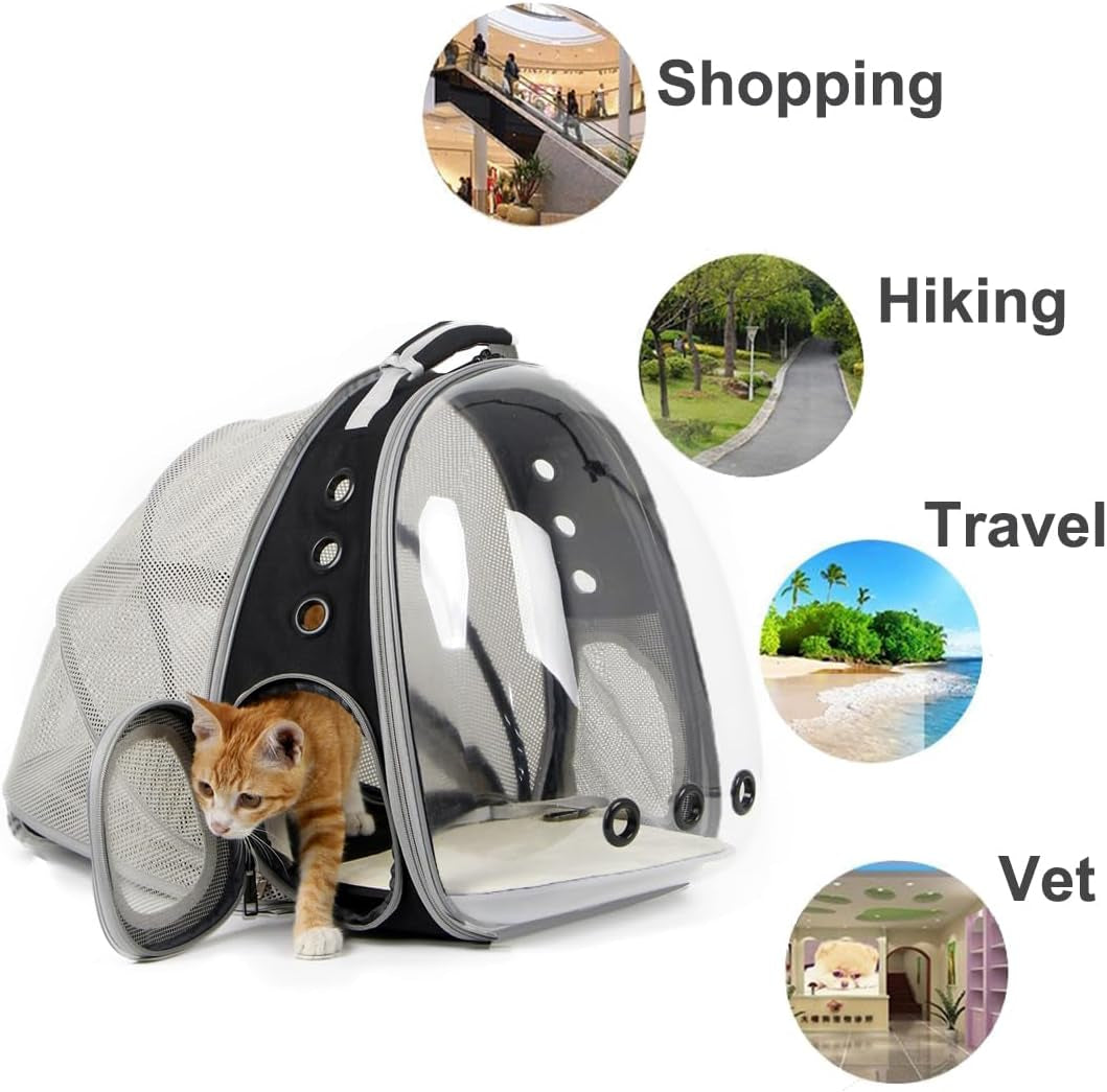 Professional Cat Bubble Backpack with Fan - Space Capsule Clear Window Pet Travel Carrier for Cats and Small Dogs (up to 12 lbs)