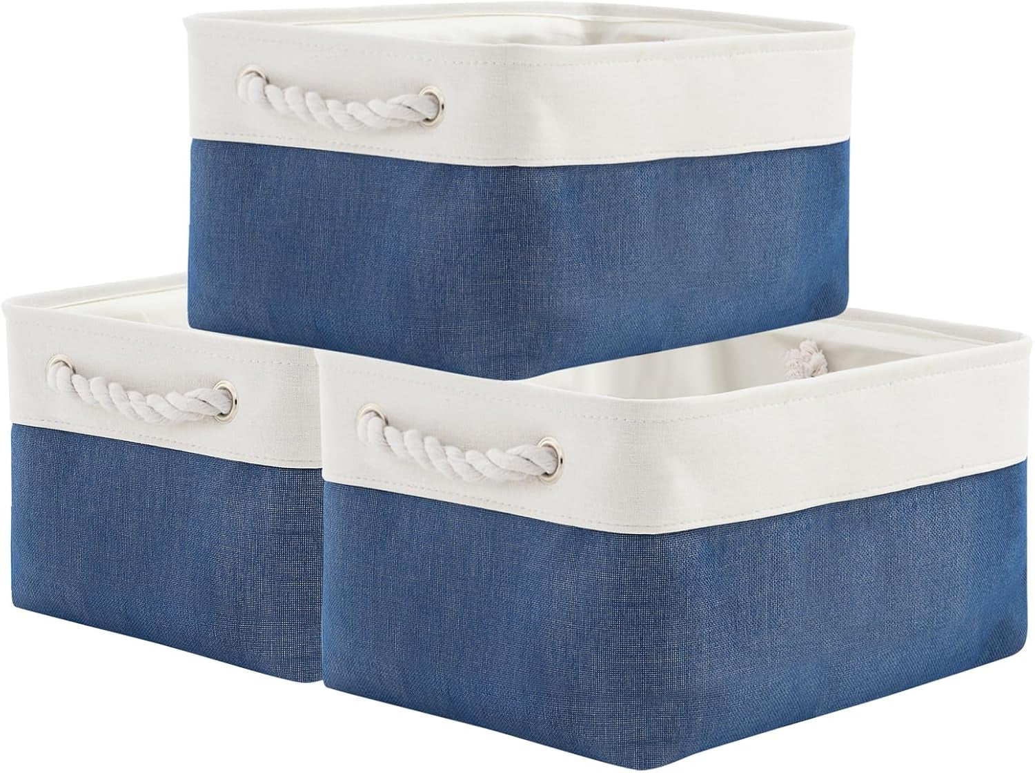 Large Collapsible Storage Bins - 3 Pack 14x10x7 Inch Fabric Organizers for Closet, Shelf, and Toy Storage (Grey & Gold)