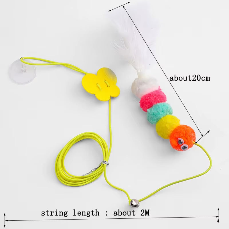 Professional Cat Toy Teasing Stick with Elastic Rope and Dragonfly-Shaped Feather Bell