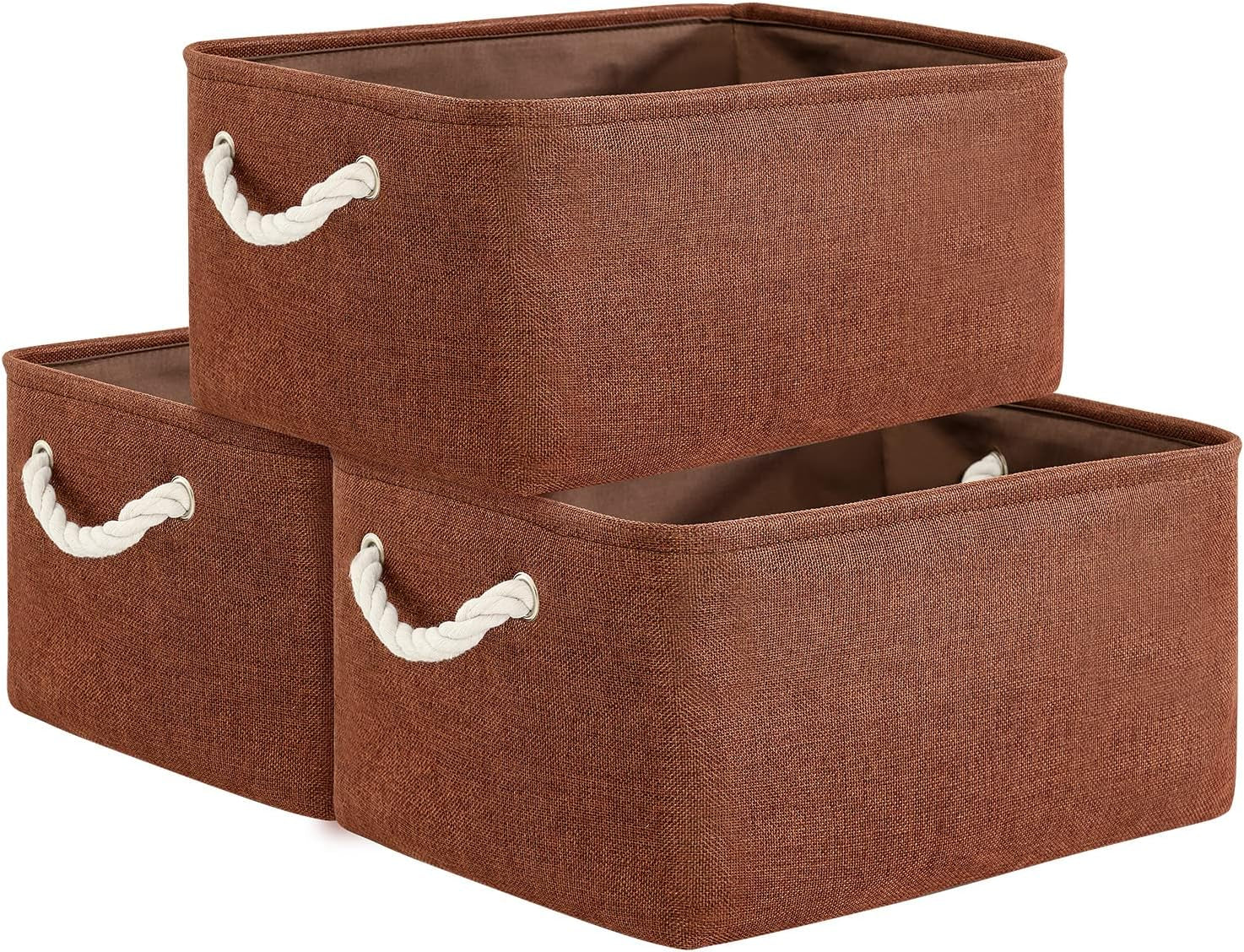 Large Collapsible Storage Bins - 3 Pack 14x10x7 Inch Fabric Organizers for Closet, Shelf, and Toy Storage (Grey & Gold)