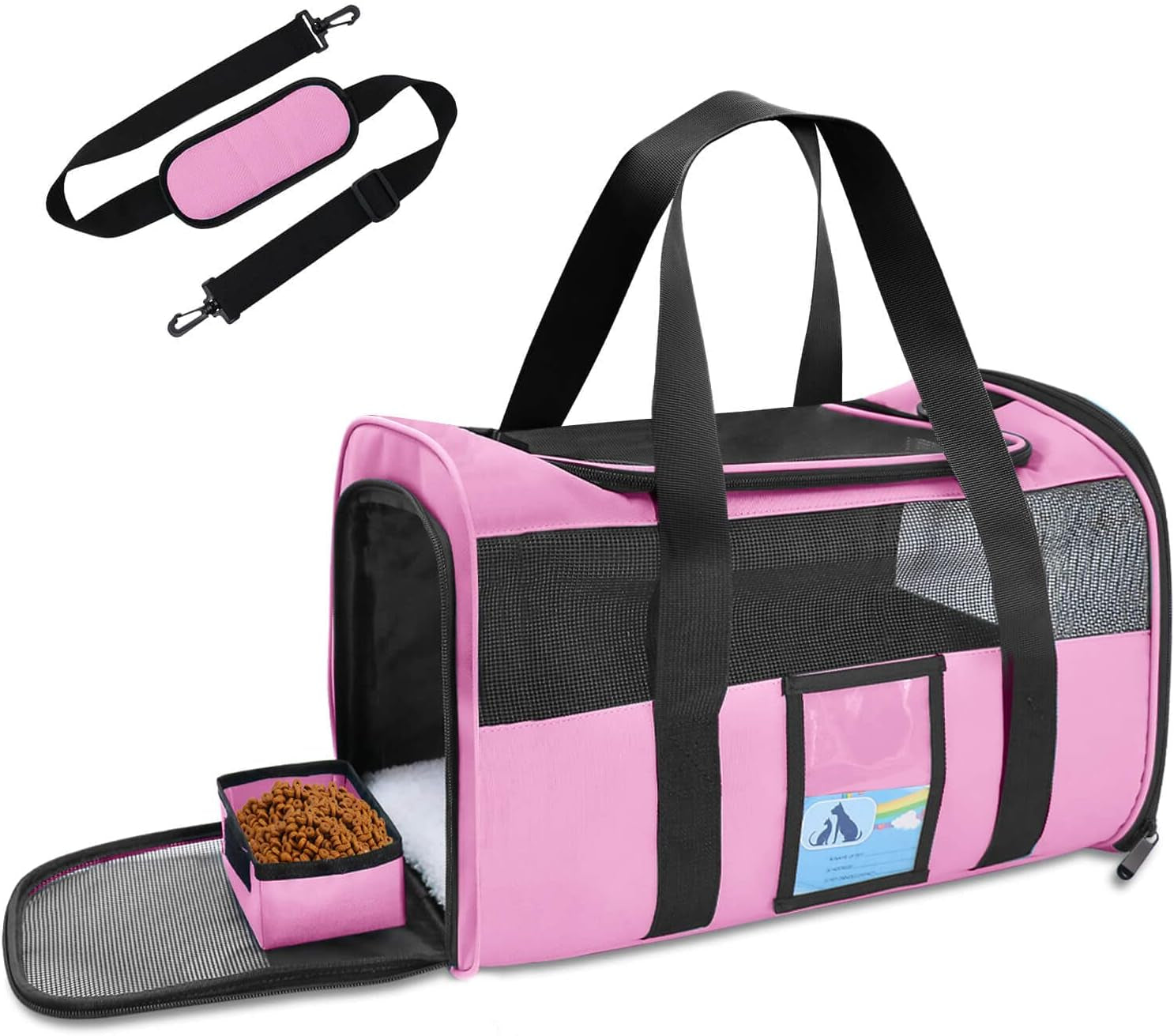 Airline-Approved Pet Carrier for Medium and Small Cats and Dogs, Soft TSA-Compliant Carrier for Pets Up to 15 lbs, Black