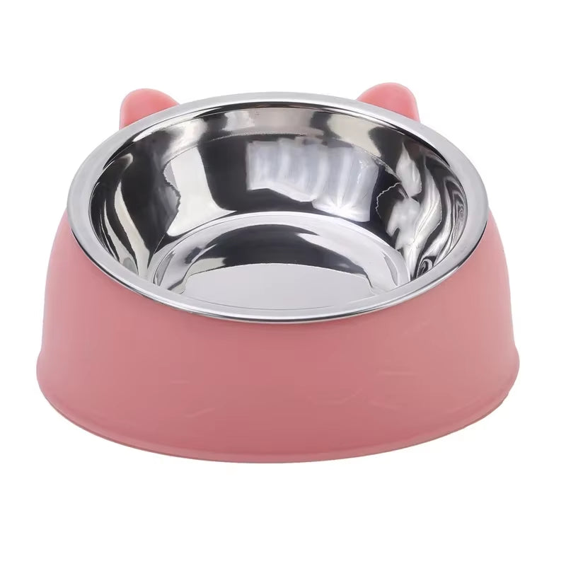 Stainless Steel Inclined Cat and Dog Feeding Bowl - Creative Design for Pets