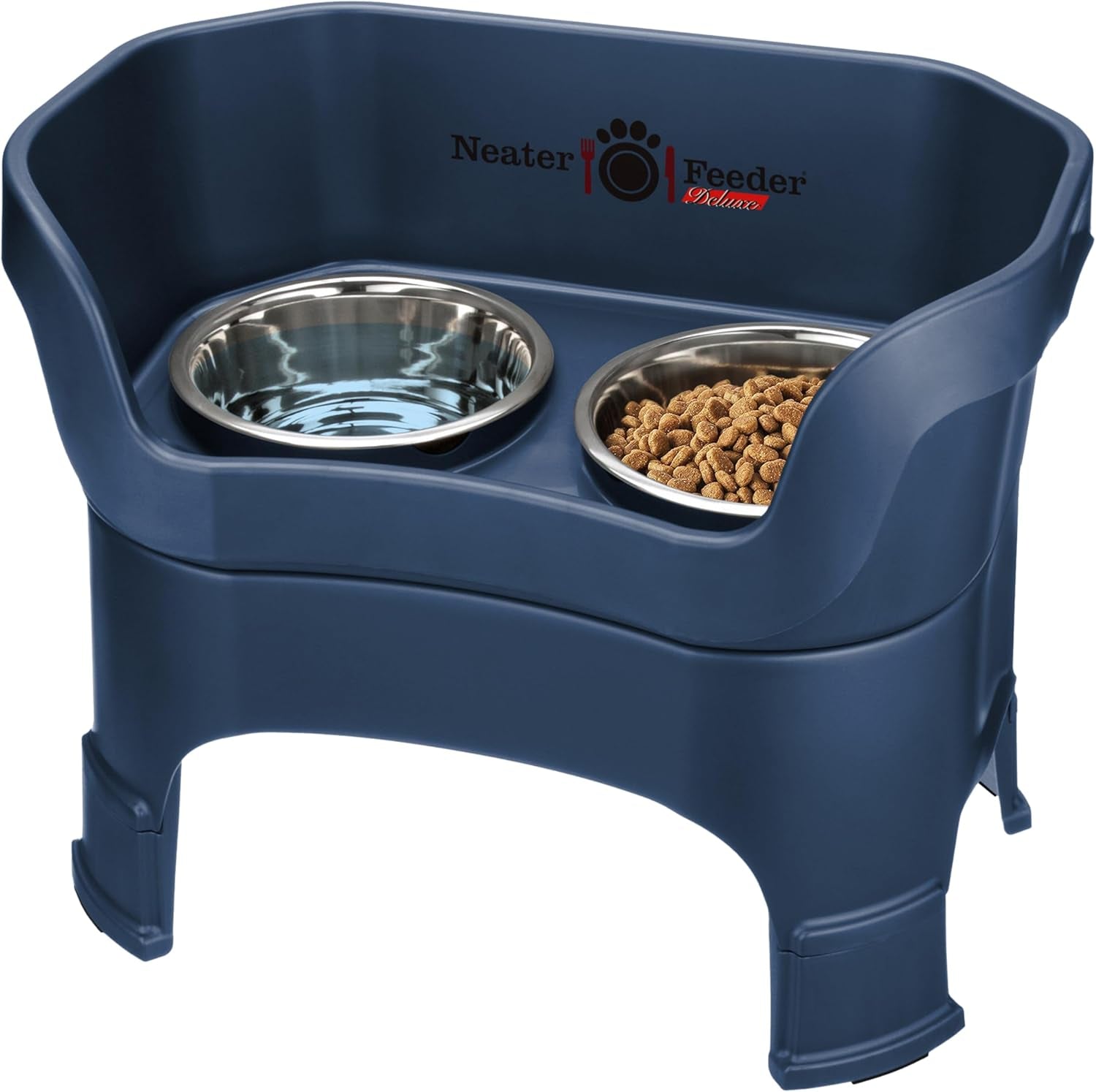 Neater Feeder Deluxe Elevated Cat Bowls with Adjustable Heights (6” & 7.5”), No-Spill Raised Stand, Whisker-Friendly Stainless Steel Dishes, Made in USA, Bronze Finish
