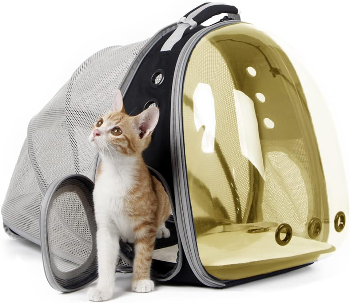 Professional Cat Bubble Backpack with Fan - Space Capsule Clear Window Pet Travel Carrier for Cats and Small Dogs (up to 12 lbs)