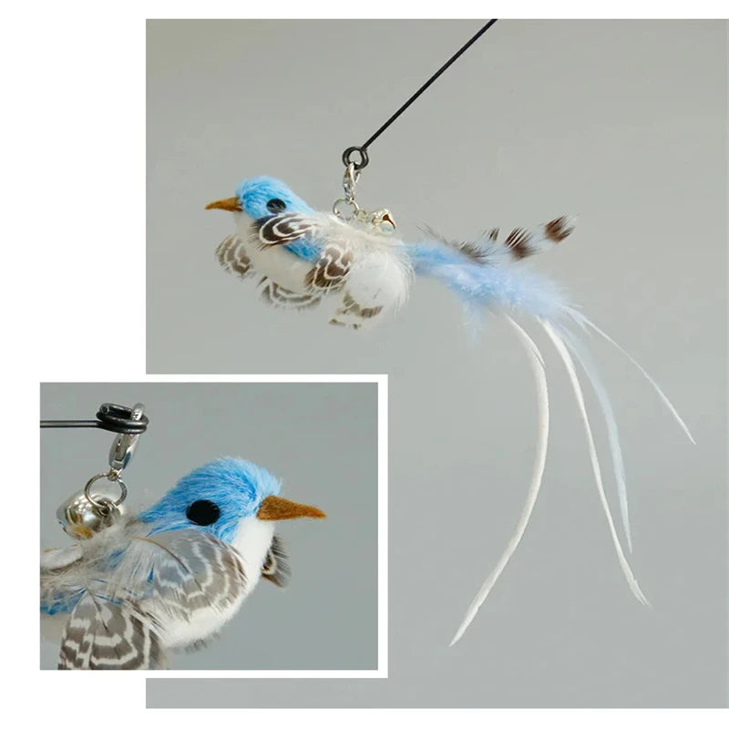 Interactive Cat Wand Toy with Feather and Bell Accessories - Engaging Hunting Teaser for Cats and Kittens