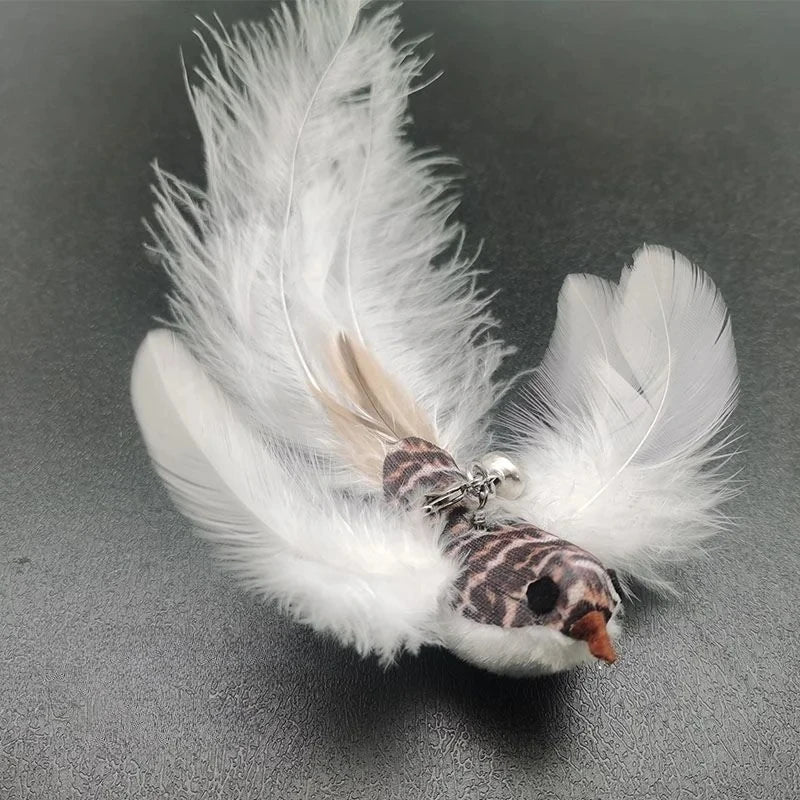 Interactive Cat Wand Toy with Feather and Bell Accessories - Engaging Hunting Teaser for Cats and Kittens