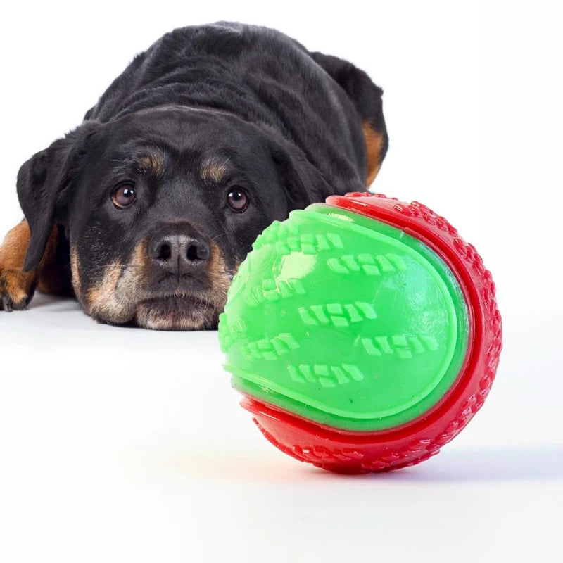 Durable Silicone Dog Chew Ball Toy for Dental Health and Training - Squeaky Bite-Resistant Puppy Toy