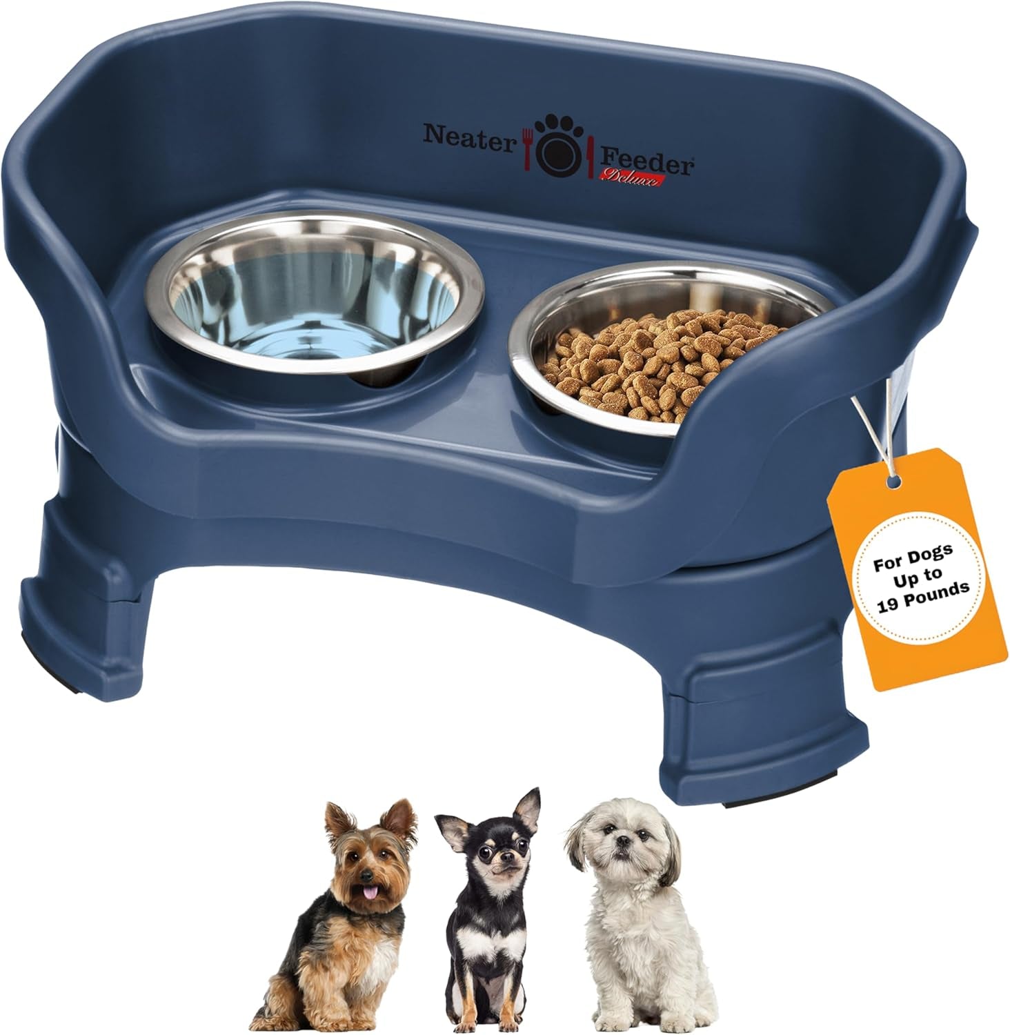 Neater Feeder Deluxe Elevated Cat Bowls with Adjustable Heights (6” & 7.5”), No-Spill Raised Stand, Whisker-Friendly Stainless Steel Dishes, Made in USA, Bronze Finish