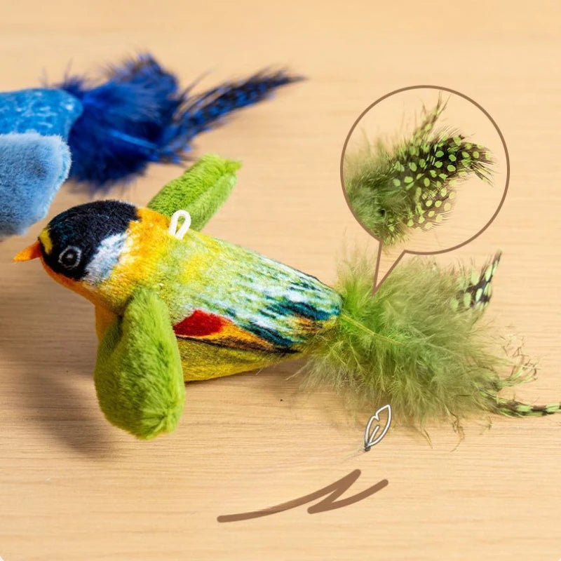 Interactive Indoor Cat Teaser Toy with Sound and Catnip - Wall-Mounted Bird Simulation for Engaging Play