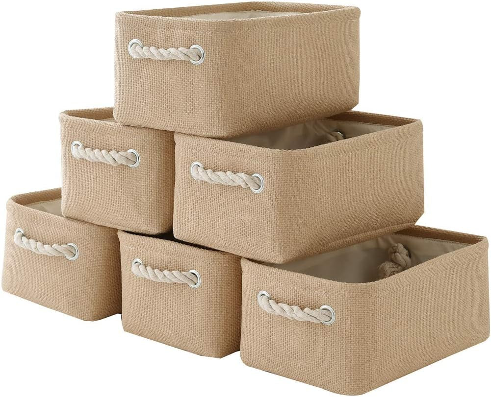 Large Collapsible Storage Bins - 3 Pack 14x10x7 Inch Fabric Organizers for Closet, Shelf, and Toy Storage (Grey & Gold)