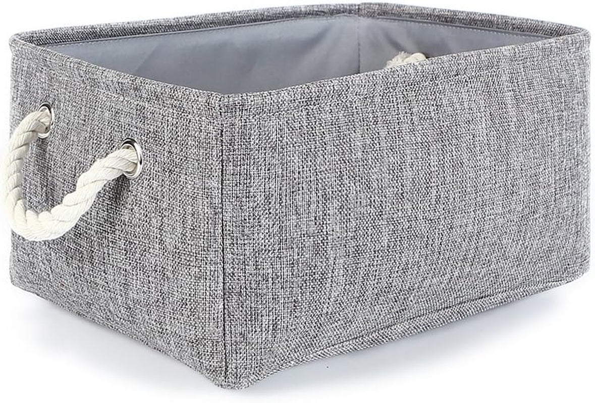 Large Collapsible Storage Bins - 3 Pack 14x10x7 Inch Fabric Organizers for Closet, Shelf, and Toy Storage (Grey & Gold)