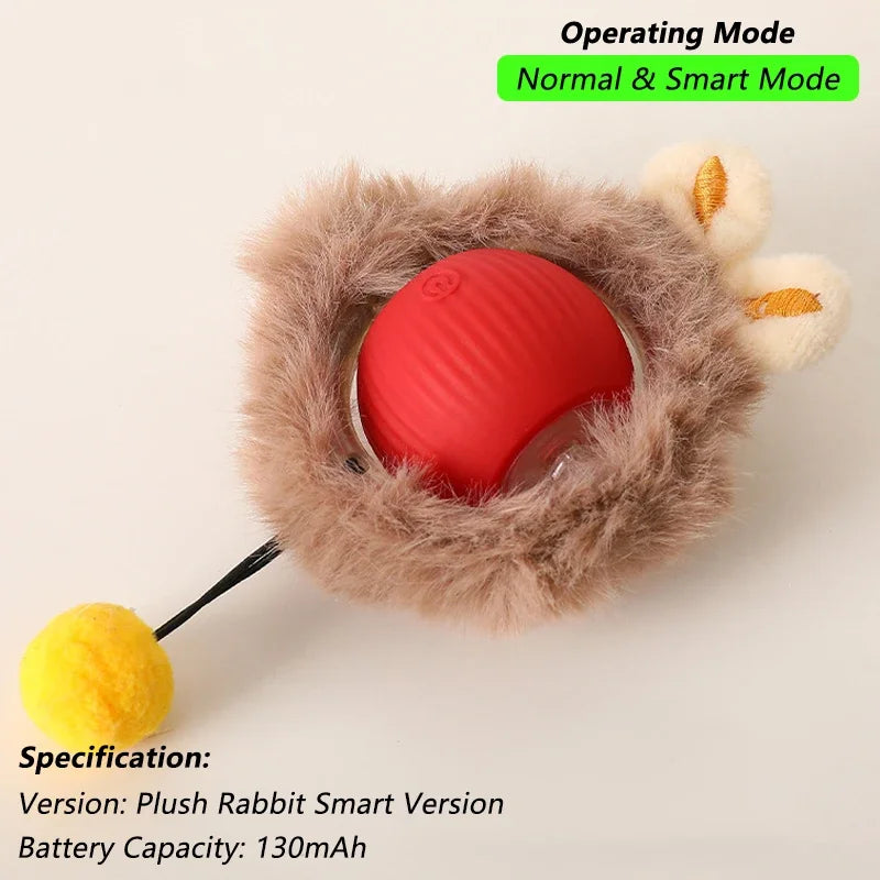 Interactive Automatic Rolling Ball Toy for Dogs and Cats with Faux Tail - Rechargeable Smart Electric Training Device Imitating Mouse Behavior