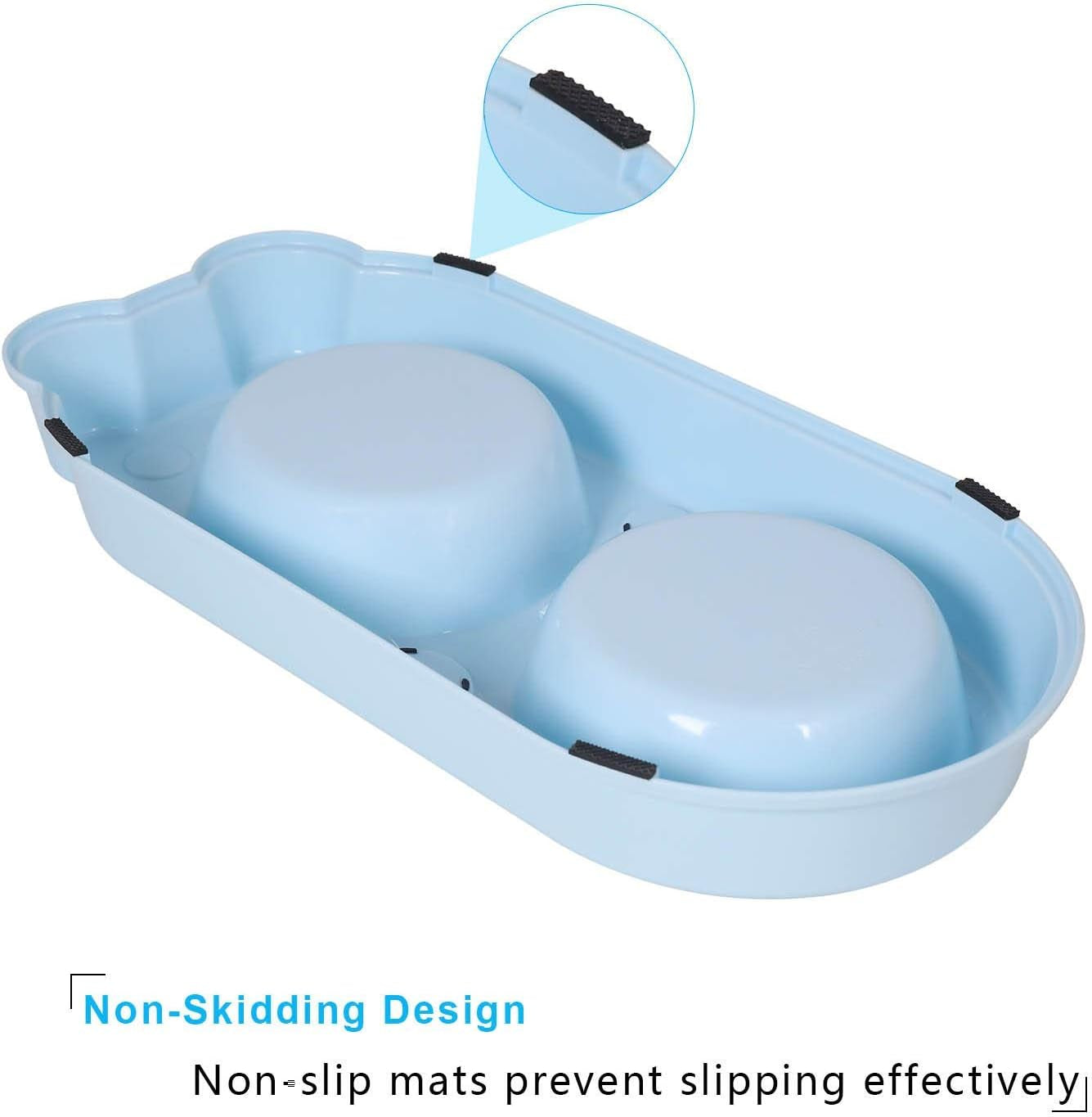 Premium Double Stainless Steel Pet Bowls for Dogs and Cats - Stylish Food and Water Feeder (Blue)