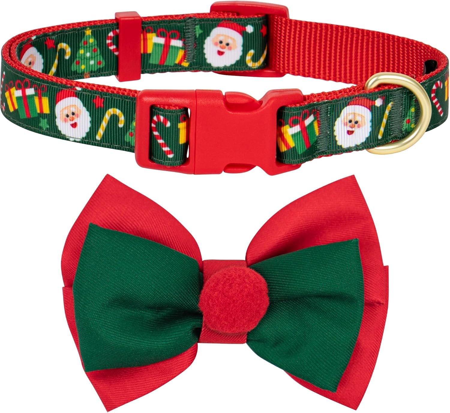 Adjustable Christmas Dog Collar with Antler Bow Tie and Snowman Design for Medium Dogs