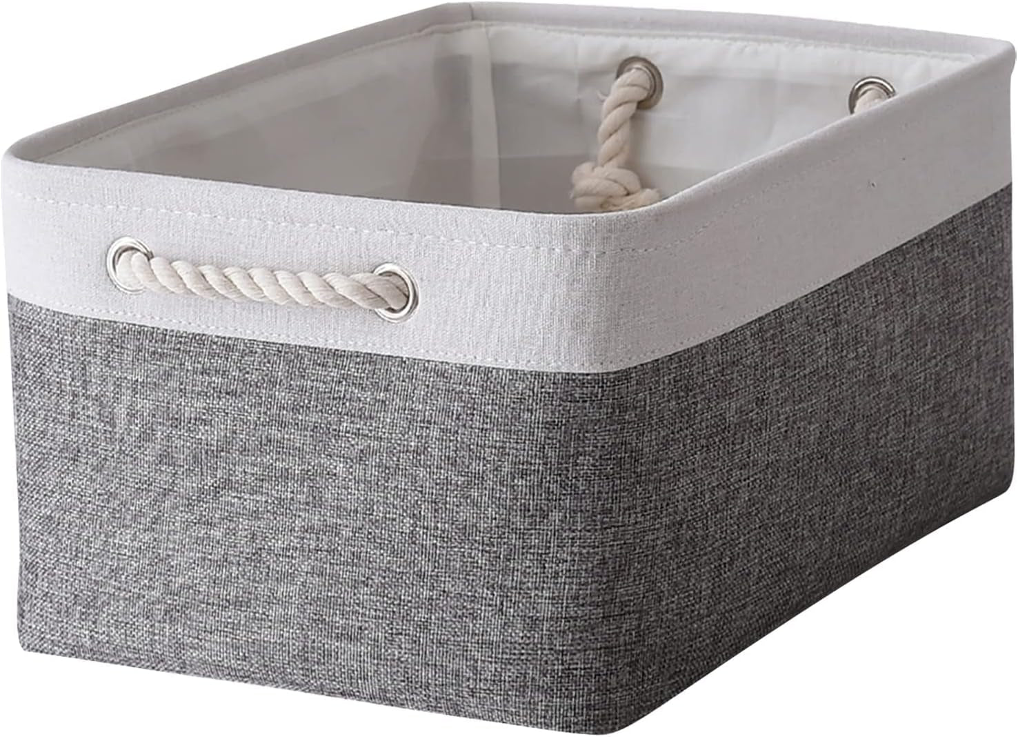 Large Collapsible Storage Bins - 3 Pack 14x10x7 Inch Fabric Organizers for Closet, Shelf, and Toy Storage (Grey & Gold)