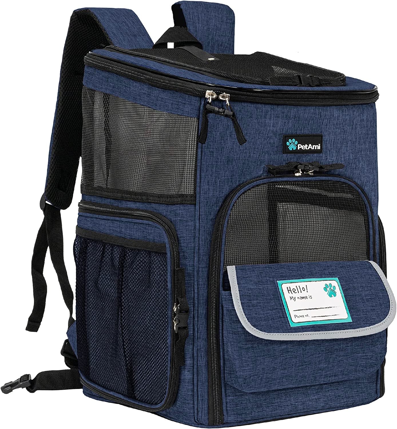 Airline Approved Dog and Cat Backpack Carrier with 4-Way Entry, Ventilated Mesh Design, Collapsible for Small Pets up to 18 lbs, Ideal for Hiking and Travel, Charcoal Gray