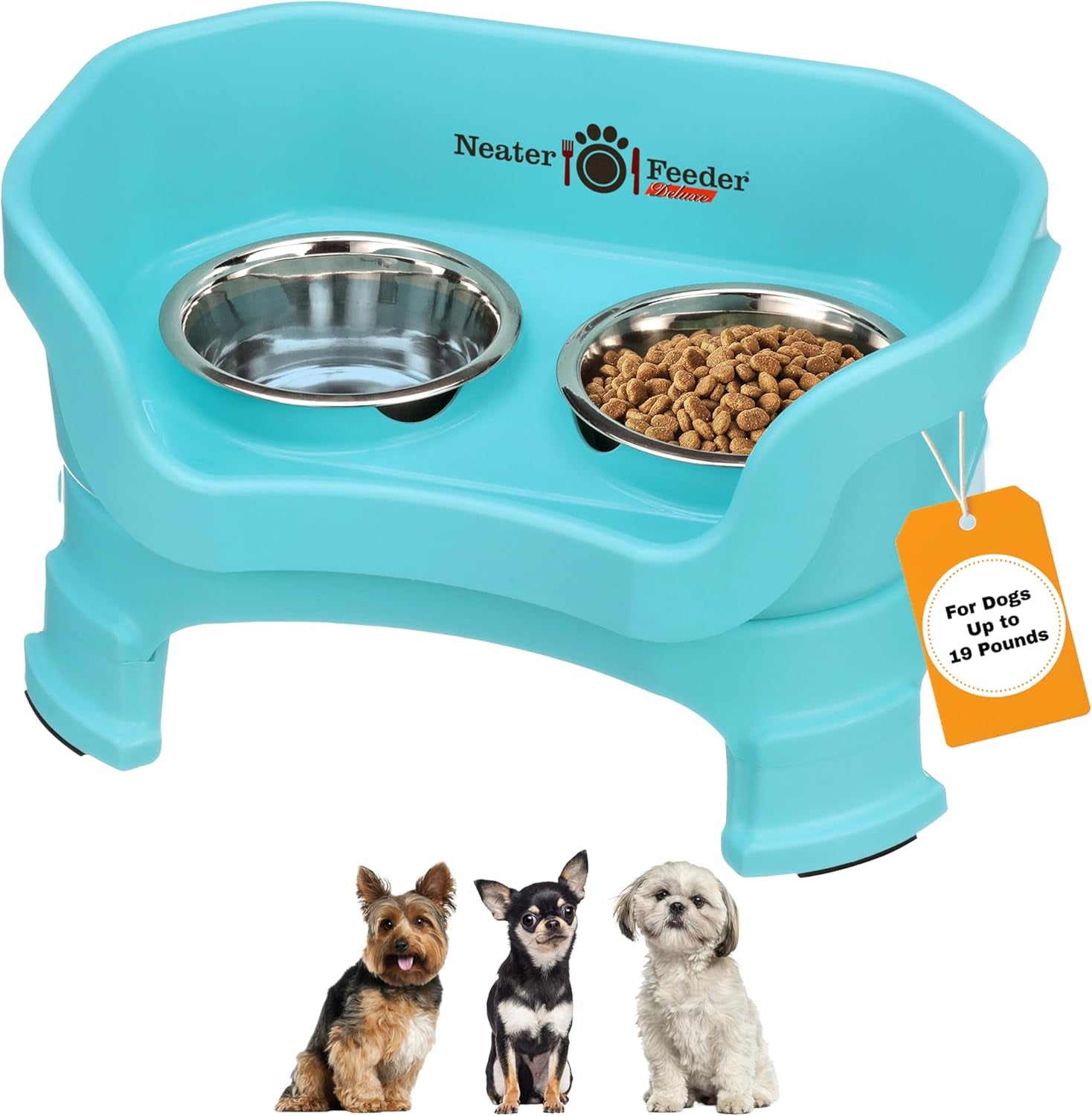 Neater Feeder Deluxe Elevated Cat Bowls with Adjustable Heights (6” & 7.5”), No-Spill Raised Stand, Whisker-Friendly Stainless Steel Dishes, Made in USA, Bronze Finish
