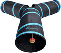 Large Blue 3-Way Cat Tunnels with Crinkle Toy for Indoor Cats