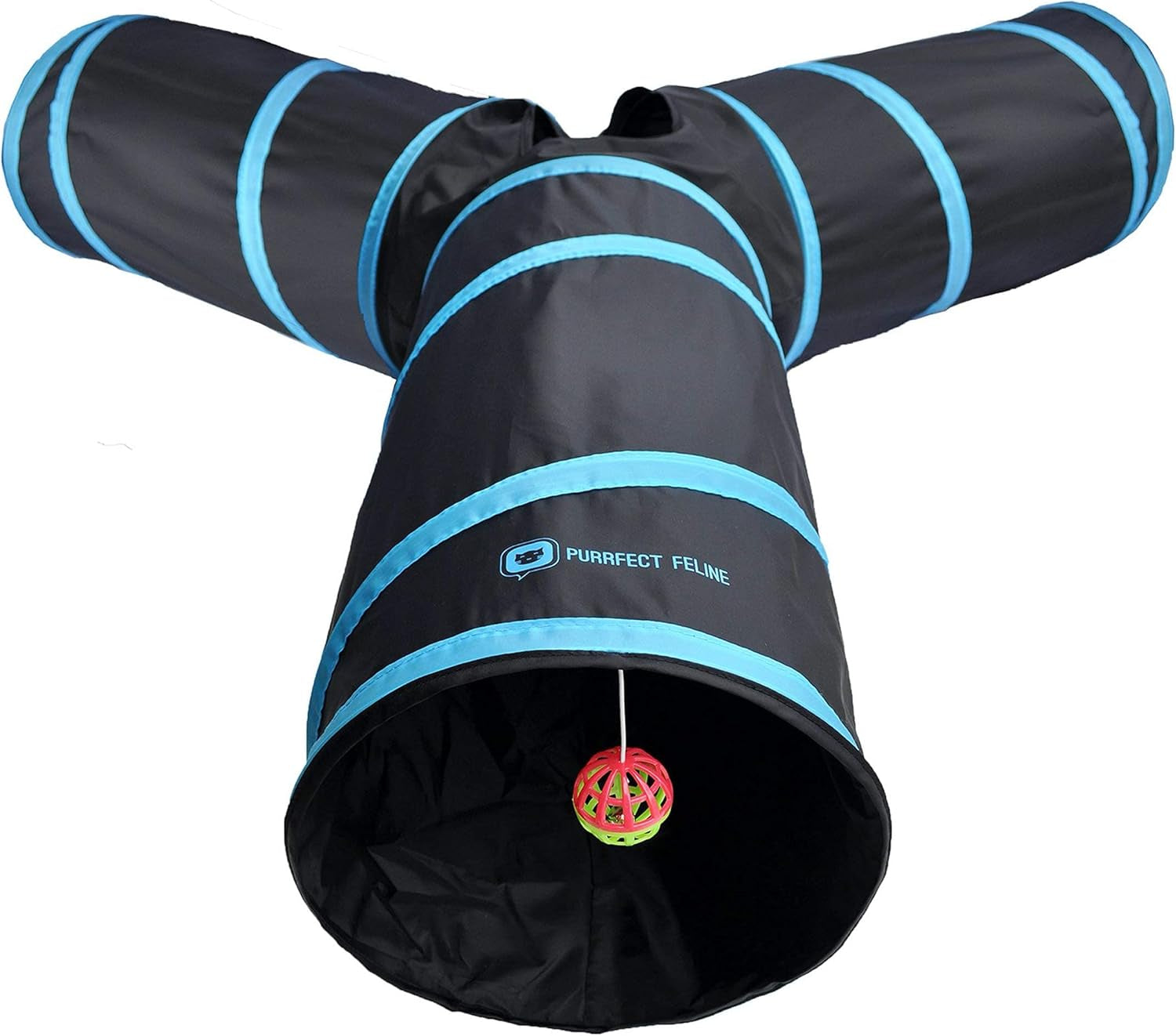 Large Blue 3-Way Cat Tunnels with Crinkle Toy for Indoor Cats