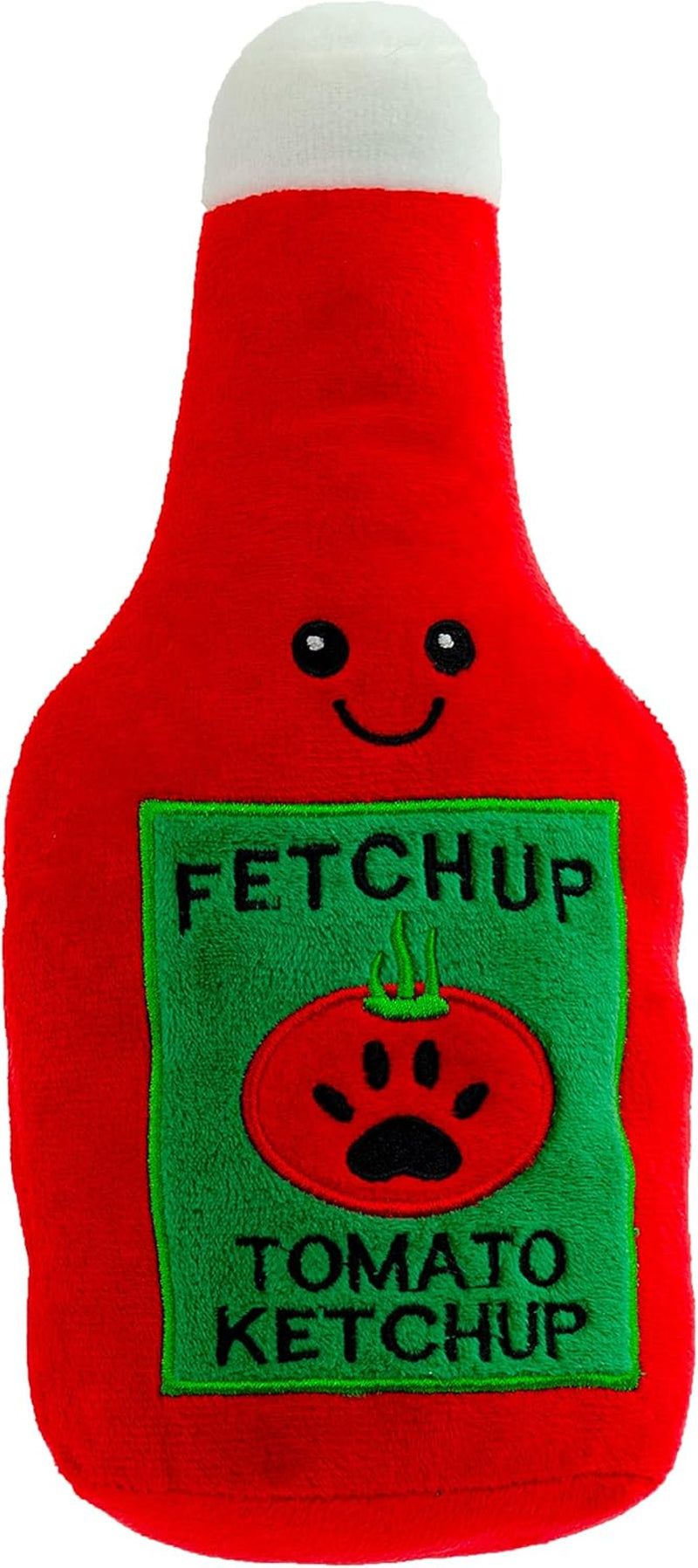 Plush Dog Chew Toy Set - Fruits, Cupcakes, Ice Creams, and Mug with Squeaker (10" Ketchup & Mustard)