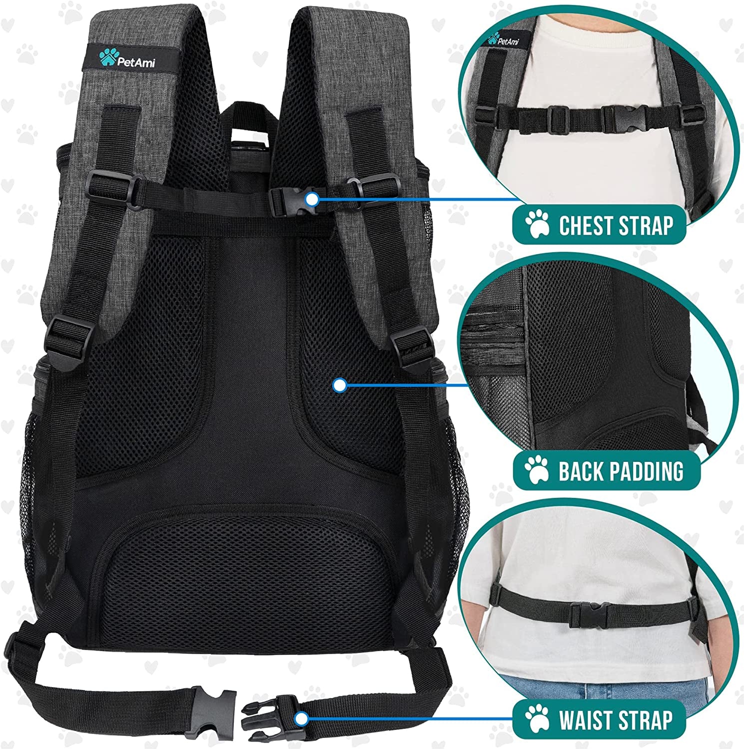 Airline Approved Dog and Cat Backpack Carrier with 4-Way Entry, Ventilated Mesh Design, Collapsible for Small Pets up to 18 lbs, Ideal for Hiking and Travel, Charcoal Gray