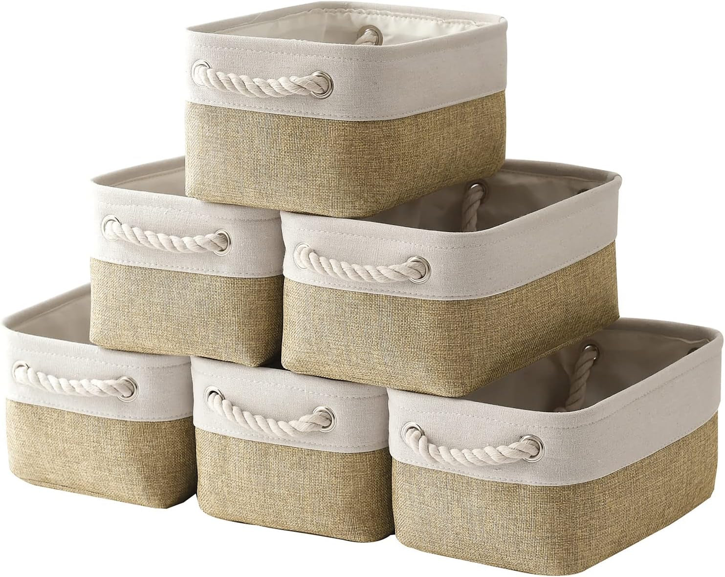 Large Collapsible Storage Bins - 3 Pack 14x10x7 Inch Fabric Organizers for Closet, Shelf, and Toy Storage (Grey & Gold)