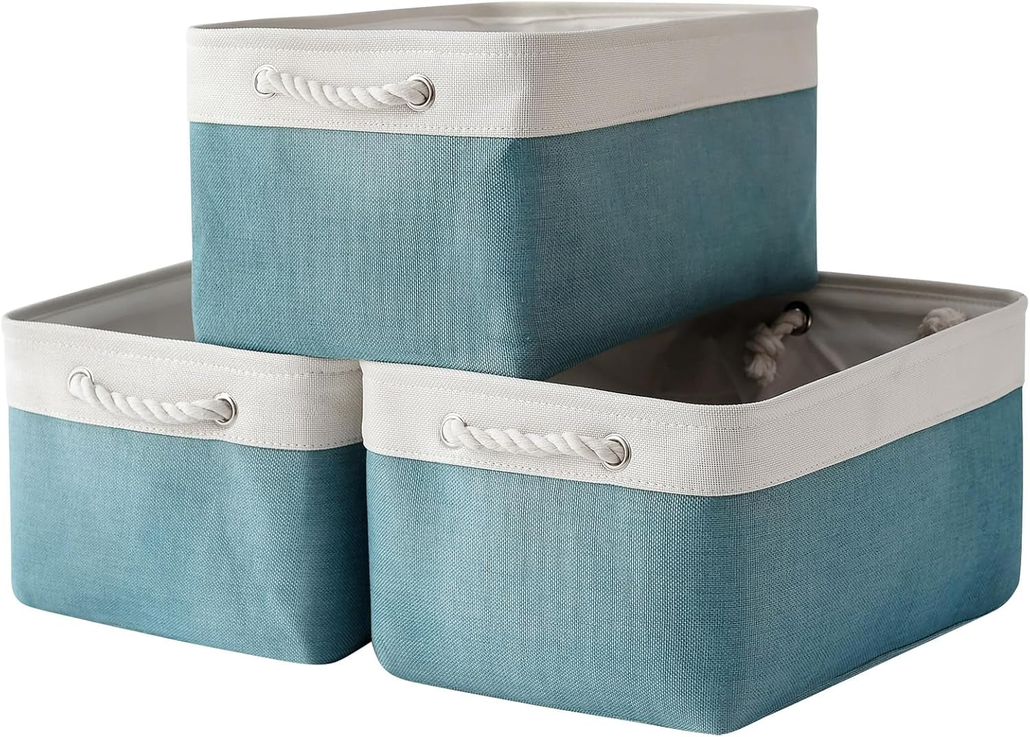 Large Collapsible Storage Bins - 3 Pack 14x10x7 Inch Fabric Organizers for Closet, Shelf, and Toy Storage (Grey & Gold)