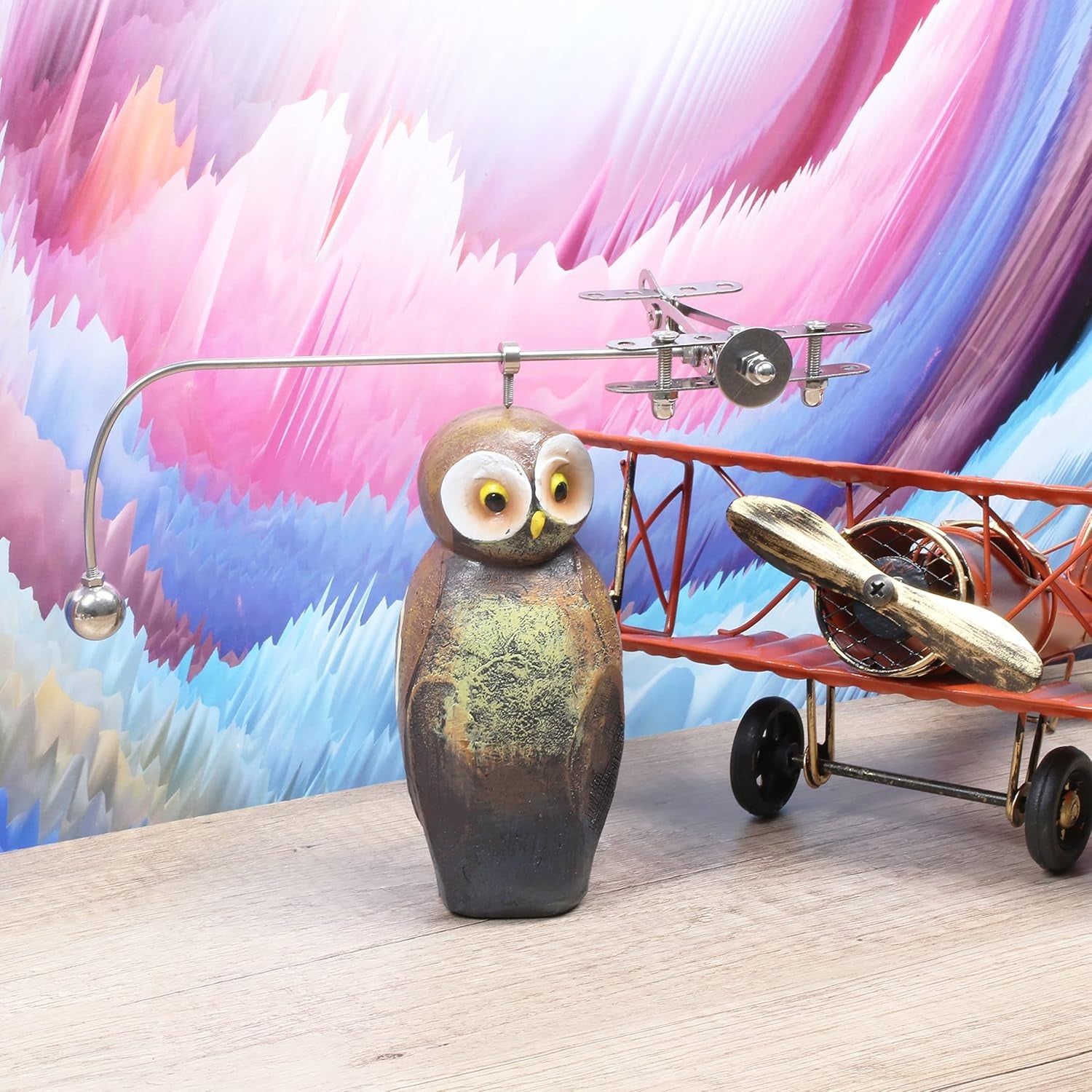 Steel Balance Plane Kinetic Art Toy - Decompressive Science Desk Decor for Home and Office (Model WJ066)