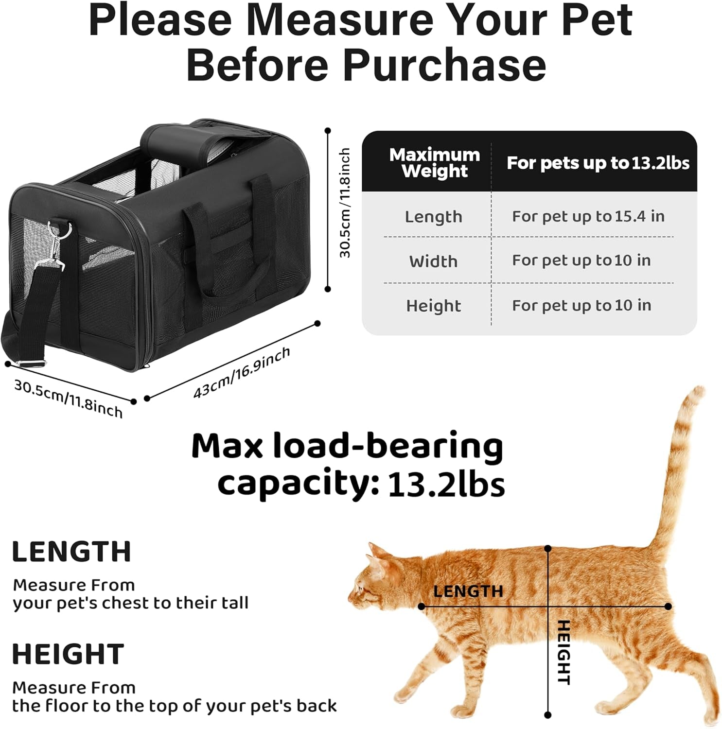 Soft-Sided Portable Pet Travel Carrier for Cats and Small Dogs (Up to 17 lbs) - Collapsible, Durable, Airline Approved (Medium)