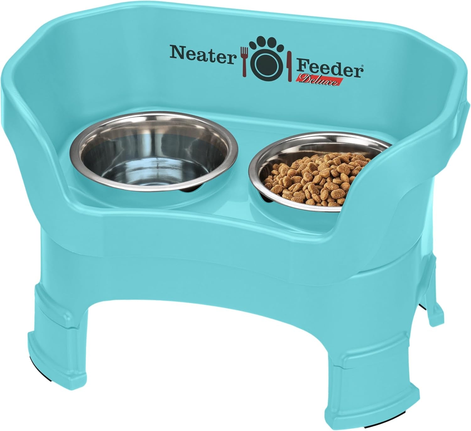 Neater Feeder Deluxe Elevated Cat Bowls with Adjustable Heights (6” & 7.5”), No-Spill Raised Stand, Whisker-Friendly Stainless Steel Dishes, Made in USA, Bronze Finish