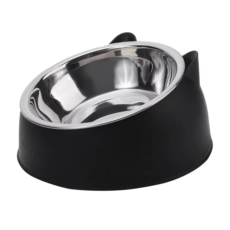 Stainless Steel Inclined Cat and Dog Feeding Bowl - Creative Design for Pets