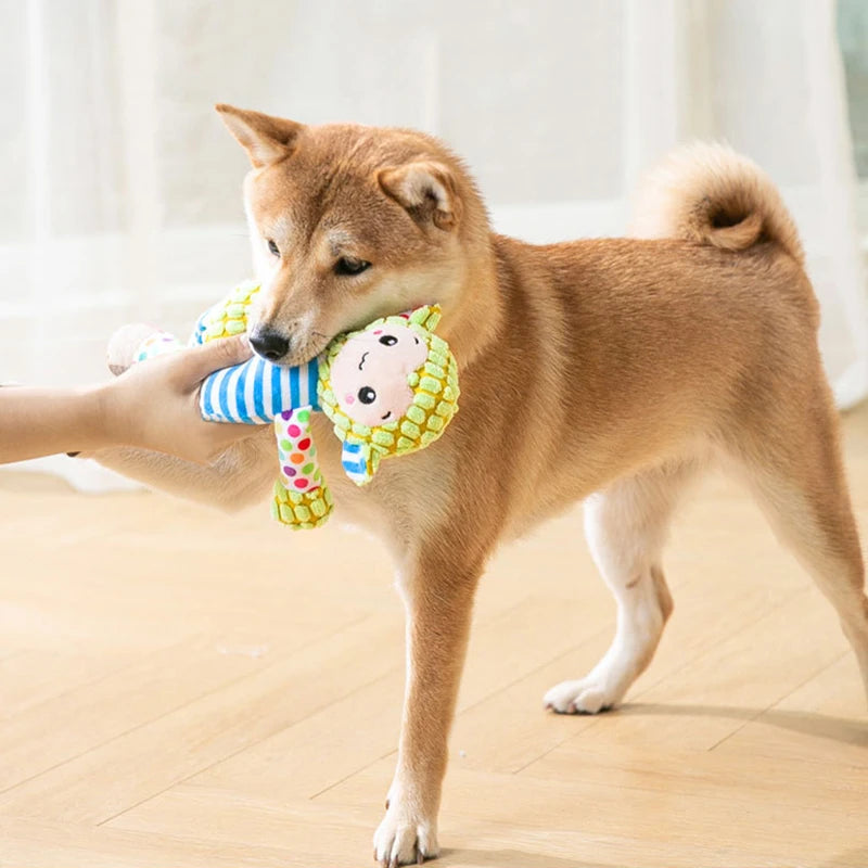 Interactive Plush Pet Puzzle Toy for Dogs and Cats - Durable, Squeaky, and Teeth-Cleaning Chew Toy