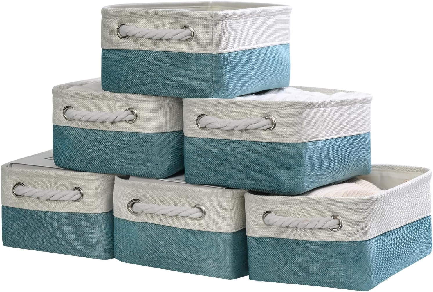 Large Collapsible Storage Bins - 3 Pack 14x10x7 Inch Fabric Organizers for Closet, Shelf, and Toy Storage (Grey & Gold)