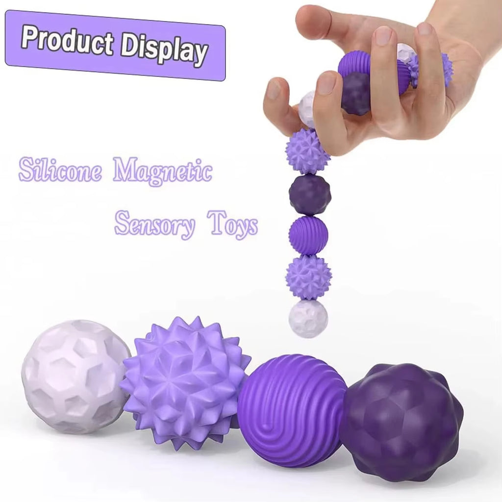 Magnetic Silicone Sensory Balls for Anxiety Relief and Stress Management - Fidget Toy for Kids and Adults