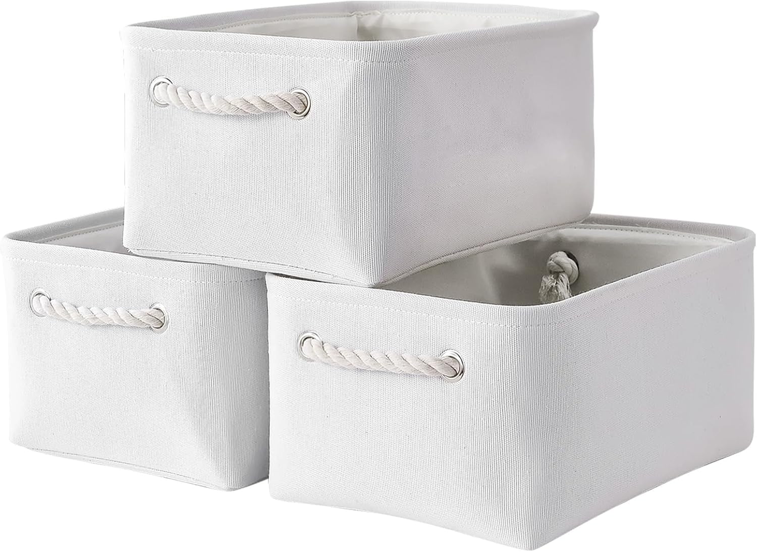 Large Collapsible Storage Bins - 3 Pack 14x10x7 Inch Fabric Organizers for Closet, Shelf, and Toy Storage (Grey & Gold)