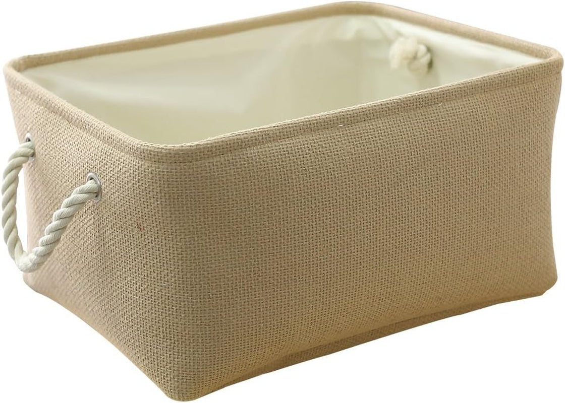 Large Collapsible Storage Bins - 3 Pack 14x10x7 Inch Fabric Organizers for Closet, Shelf, and Toy Storage (Grey & Gold)